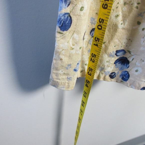 Dressbarn Woman Maxi Dress 18 W Beige Linen VTG Floral Sleeveless Casual 418 - Picture 12 of 13